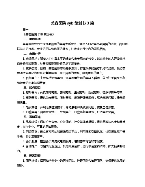 美容医院syb策划书3篇