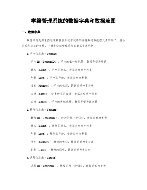 学籍管理系统的数据字典和数据流图