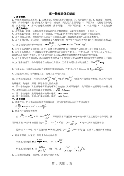 高一物理必修23.1天体运动专练题-word文档资料