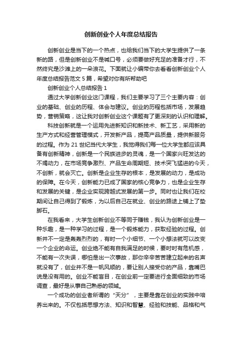 创新创业个人年度总结报告