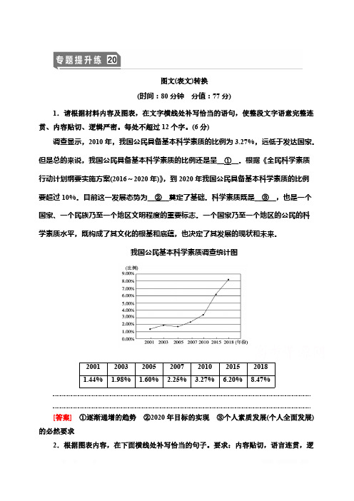 2021版新高考语文(辽宁专用)一轮专题提升练：20 图文(表文)转换 