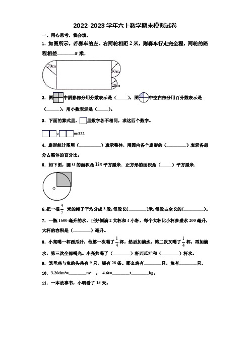 2023届广东省茂名市化州市六年级数学第一学期期末质量跟踪监视模拟试题含解析