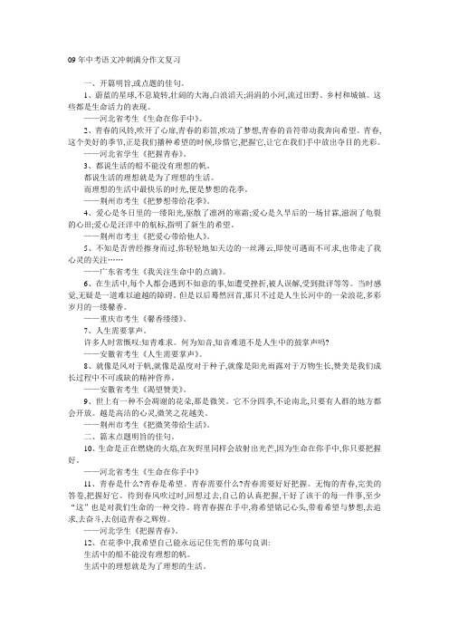 09年中考语文冲刺满分作文复习教案新人教版