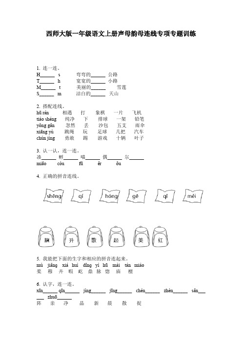 西师大版一年级语文上册声母韵母连线专项专题训练