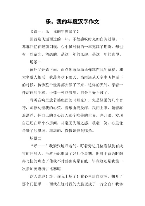 乐,我的年度汉字作文