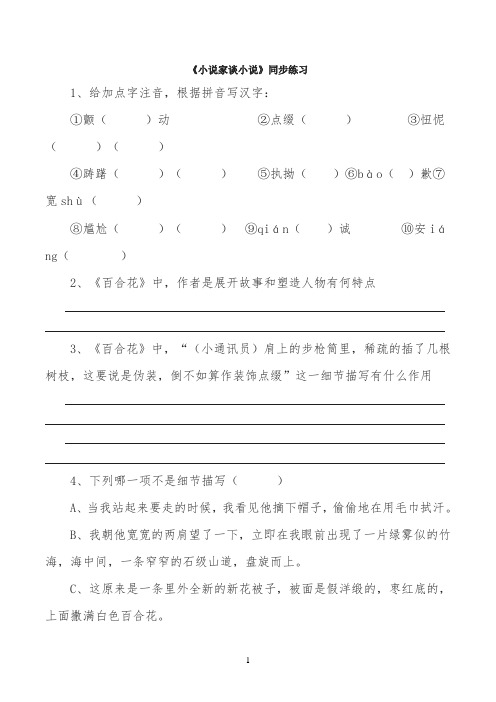 《小说家谈小说》同步练习1