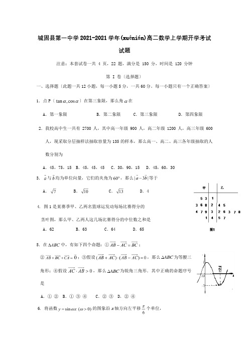 高二数学上学期开学考试试题_1 6(共10页)