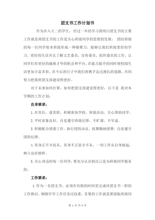 团支书工作计划2015.09.14