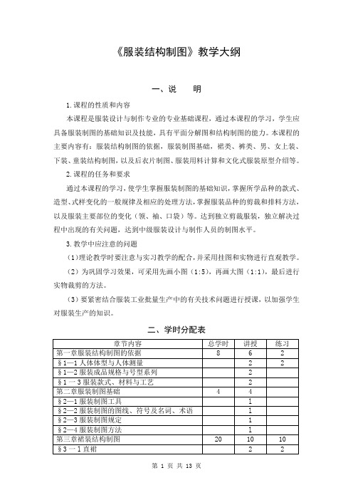 服装材料教学大纲
