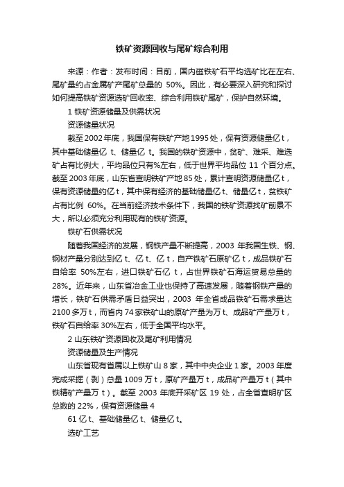 铁矿资源回收与尾矿综合利用