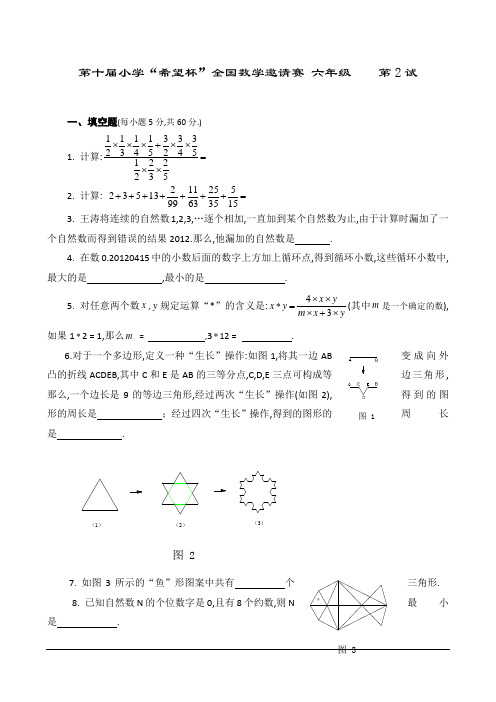 第十届希望杯-六年级-第2试试卷及解析