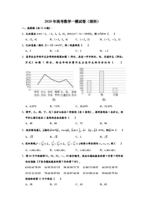 2020年辽宁省辽阳市高考(理科)数学一模试卷(Word解析版)