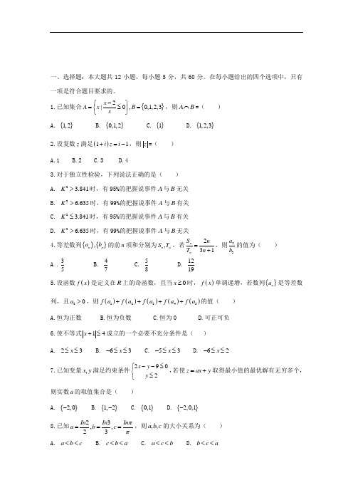 最新高二下学期4月月考数学试题