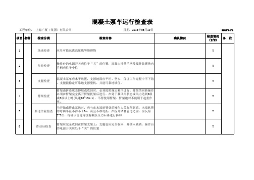 混凝土泵车安全检查表