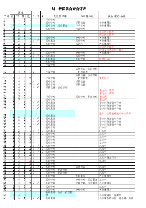 创二级医院自查自评表(单栏汇总)