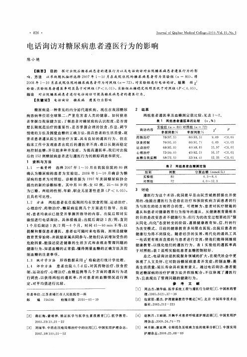 电话询访对糖尿病患者遵医行为的影响