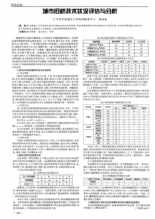 城市旧桥技术状况评估与分析