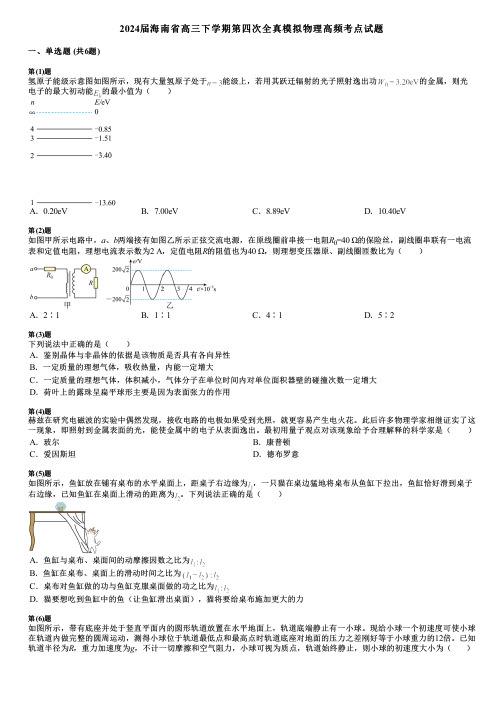 2024届海南省高三下学期第四次全真模拟物理高频考点试题