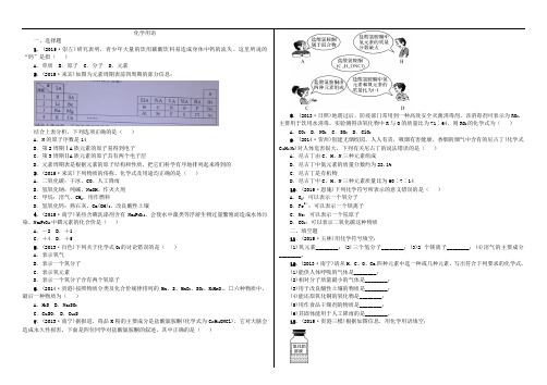 人教版九年级中考化学复习测试——化学用语