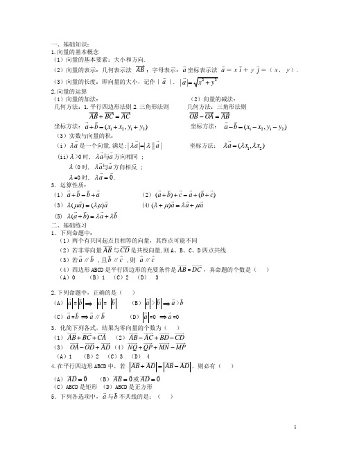 北京市房山区房山中学高一数学 寒假作业 向量的基本概念和线性运算(无答案)