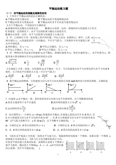 (完整版)平抛运动练习题(含答案)