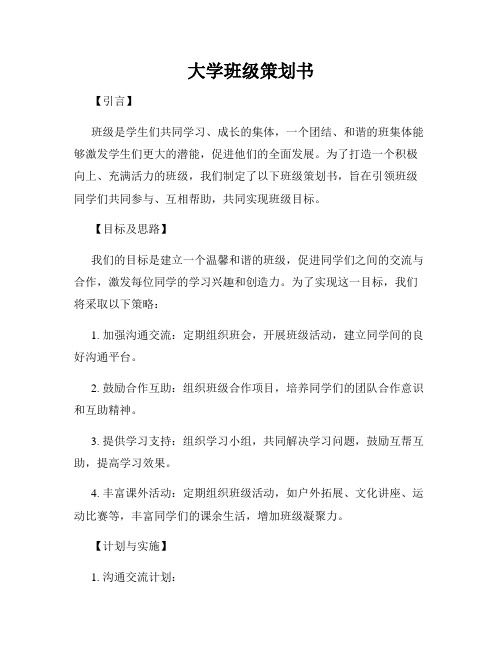 大学班级策划书