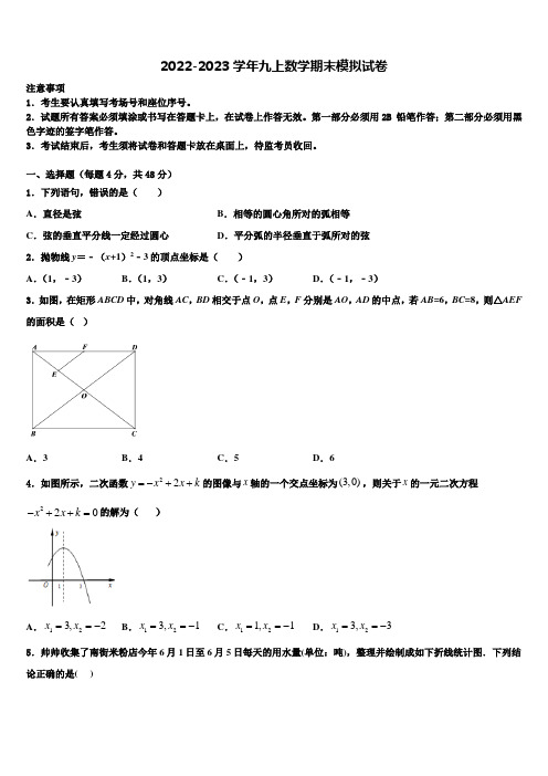 广东省潮州湘桥区六校联考2022-2023学年数学九上期末达标测试试题含解析