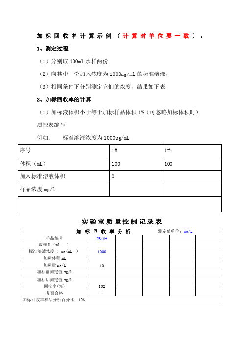 加标回收率计算示例