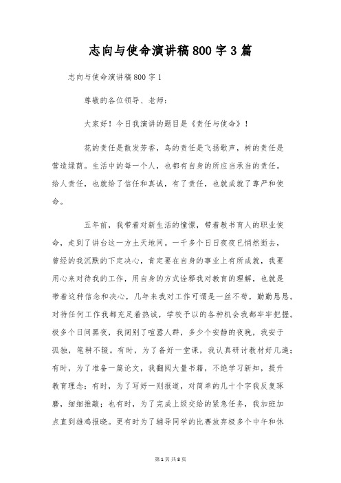 抱负与使命演讲稿800字3篇