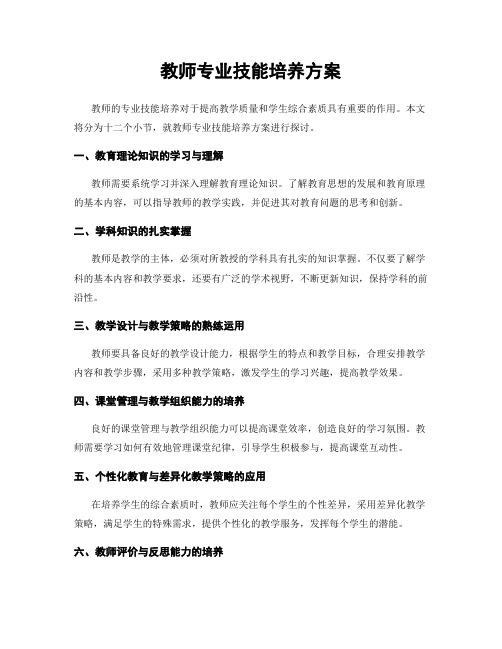 教师专业技能培养方案