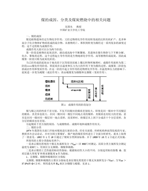 煤的成因、分类及煤炭燃烧中的相关问题