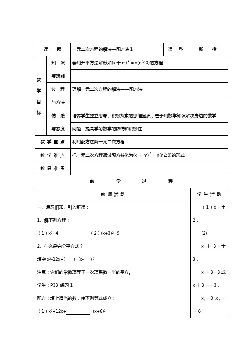 一元二次方程的解法—配方法