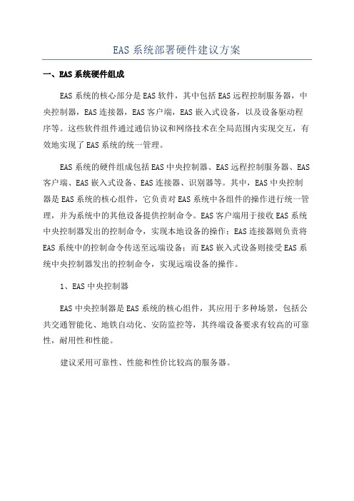 EAS系统部署硬件建议方案