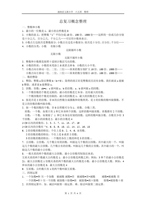 小学数学总复习概念整理