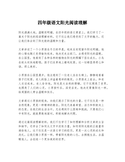 四年级语文阳光阅读理解