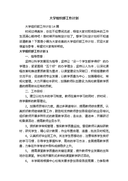 大学组织部工作计划14篇