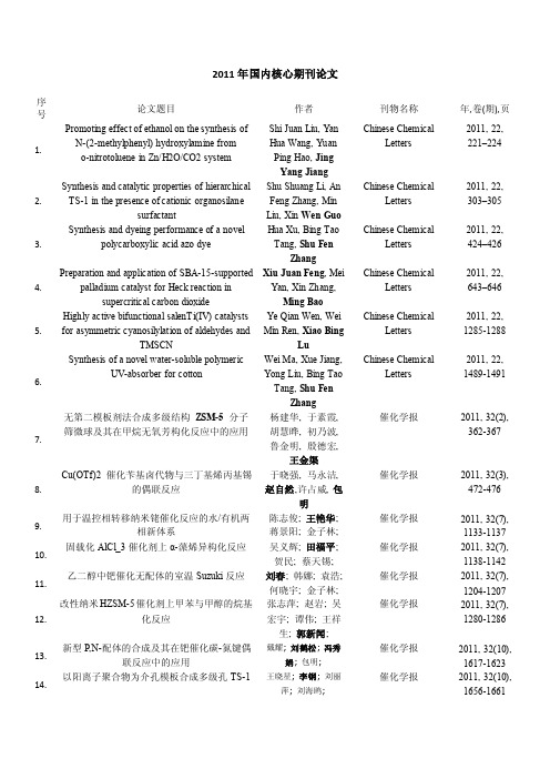 2010年国内核心期刊论文（A类）-大连理工大学