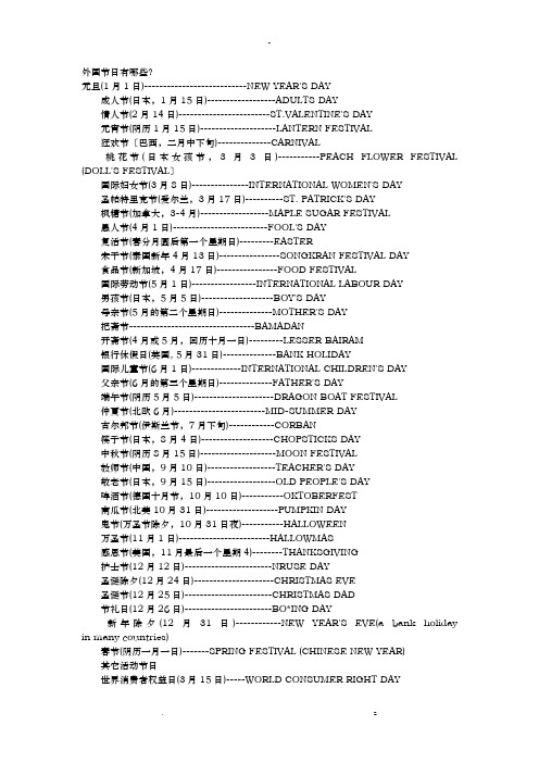 外国节日大全