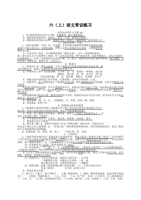 第十一册六年级语文复习提要