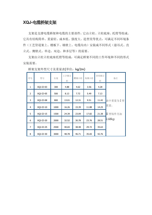 桥架支架外型尺寸及重量