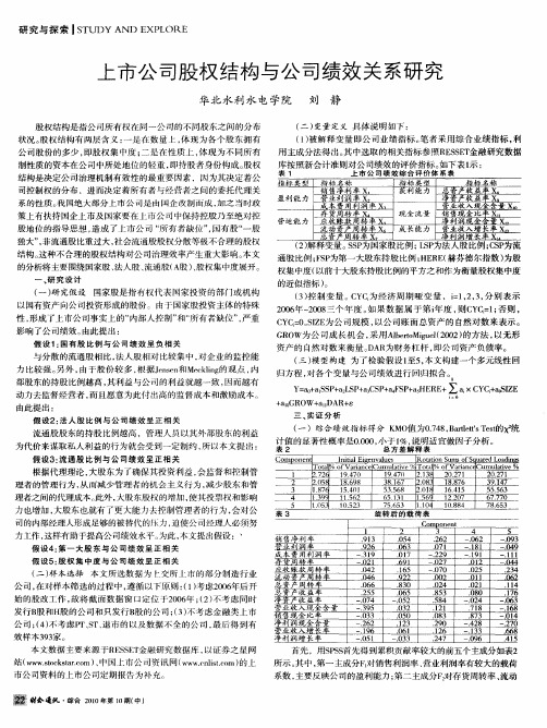 上市公司股权结构与公司绩效关系研究