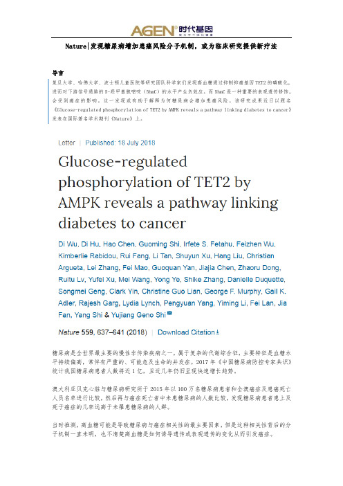 Nature 发现糖尿病增加患癌风险分子机制,或为临床研究提供新疗法