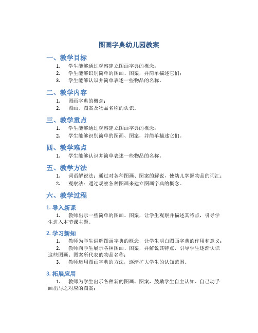 图画字典幼儿园教案