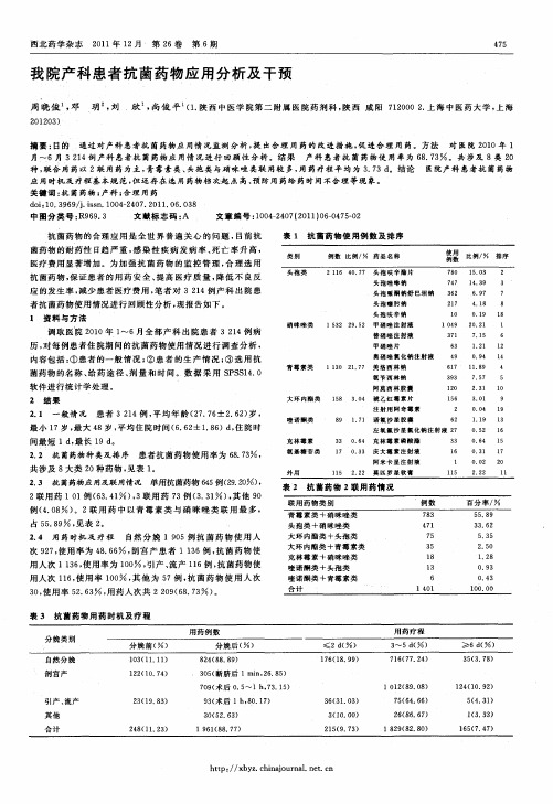 我院产科患者抗菌药物应用分析及干预