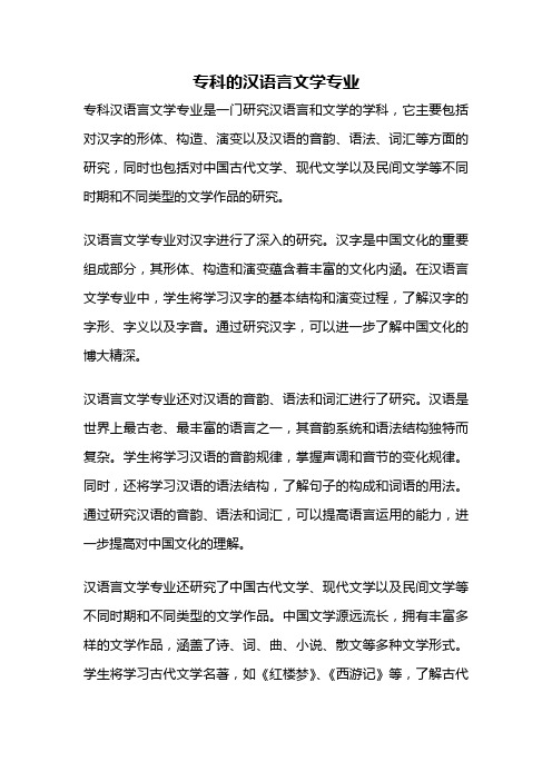 专科的汉语言文学专业