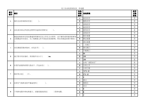 危化试题--第四章-化工自动化控制仪表