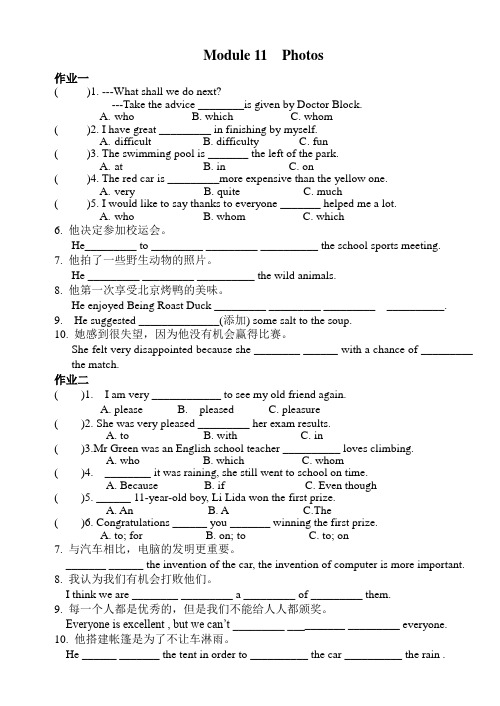 外研版九年级英语上M11作业 (1)