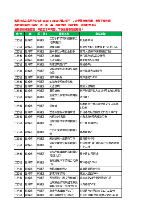 新版江苏省盐城市亭湖区玻璃工商企业公司名录名单黄页大全90家