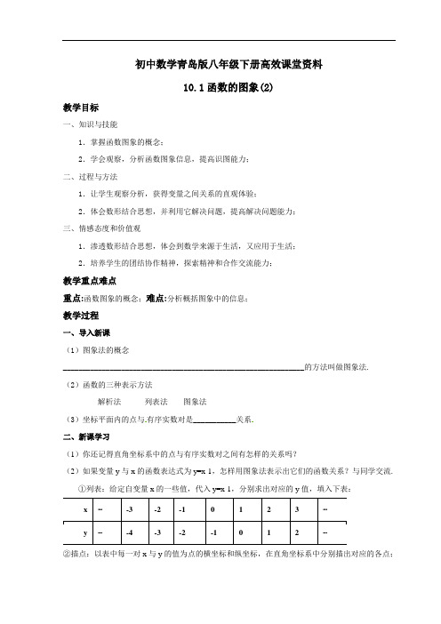 初中数学青岛版八年级下册高效课堂资料1127第10章10.1函数的图象(2)教案