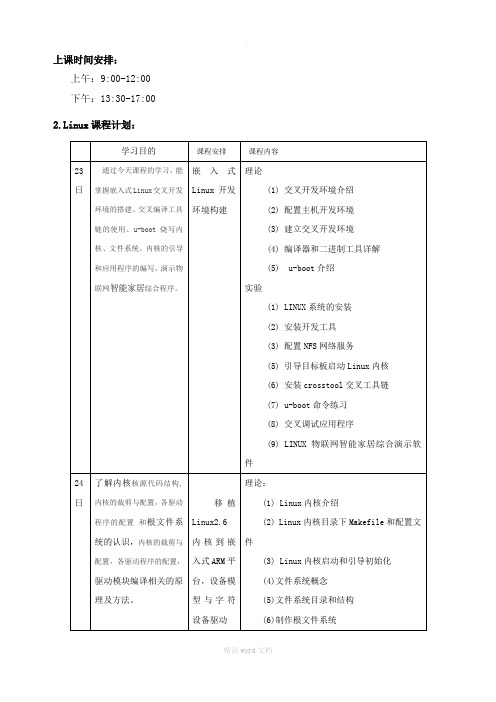 物联网培训课程计划安排